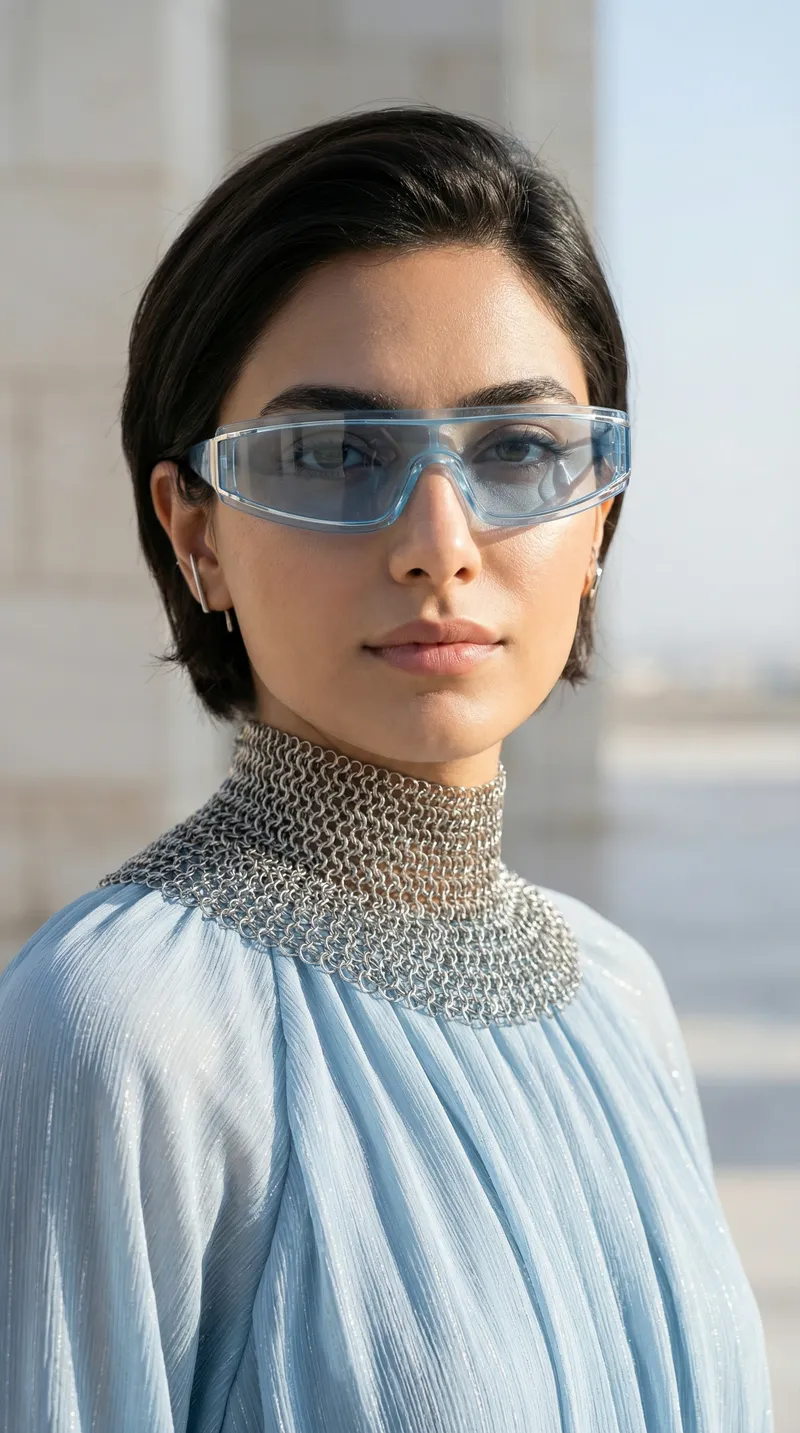 Ultra-realistic high-fashion editorial portrait, close-up to…